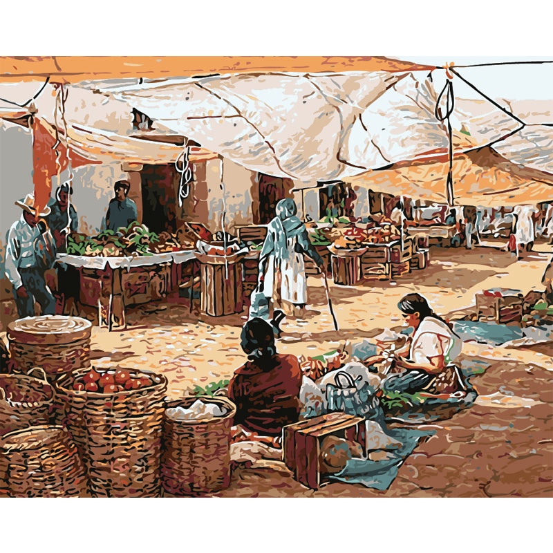 Sunlit Village Market - 40x50 cm paint by numbers kit