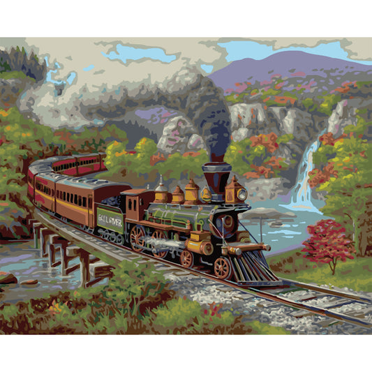 Mountain Steam Train - 40x50 cm paint by numbers kit