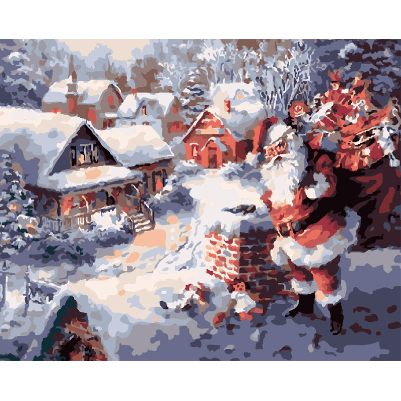 Santa in the Snowy Village - 40x50 cm paint by numbers kit