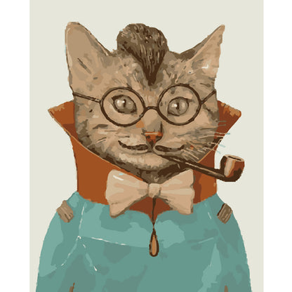 Distinguished Cat with Pipe - 40x50 cm paint by numbers kit