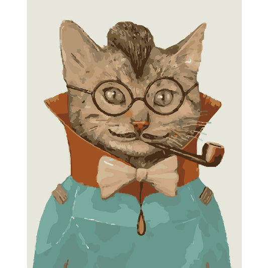 Distinguished Cat with Pipe - 40x50 cm paint by numbers kit