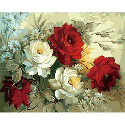 Vintage Red and White Roses - 40x50 cm paint by numbers kit