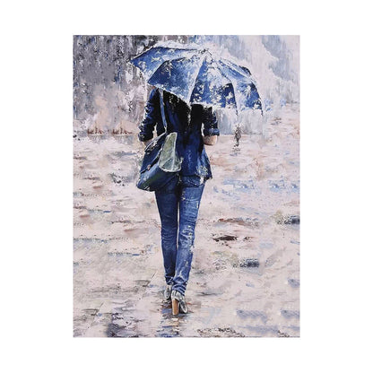 Blue Umbrella in the Rain - 40x50 cm paint by numbers kit