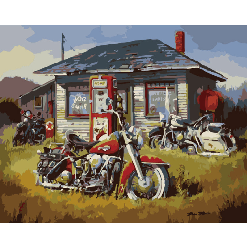Vintage Motorcycle Garage - 40x50 cm paint by numbers kit