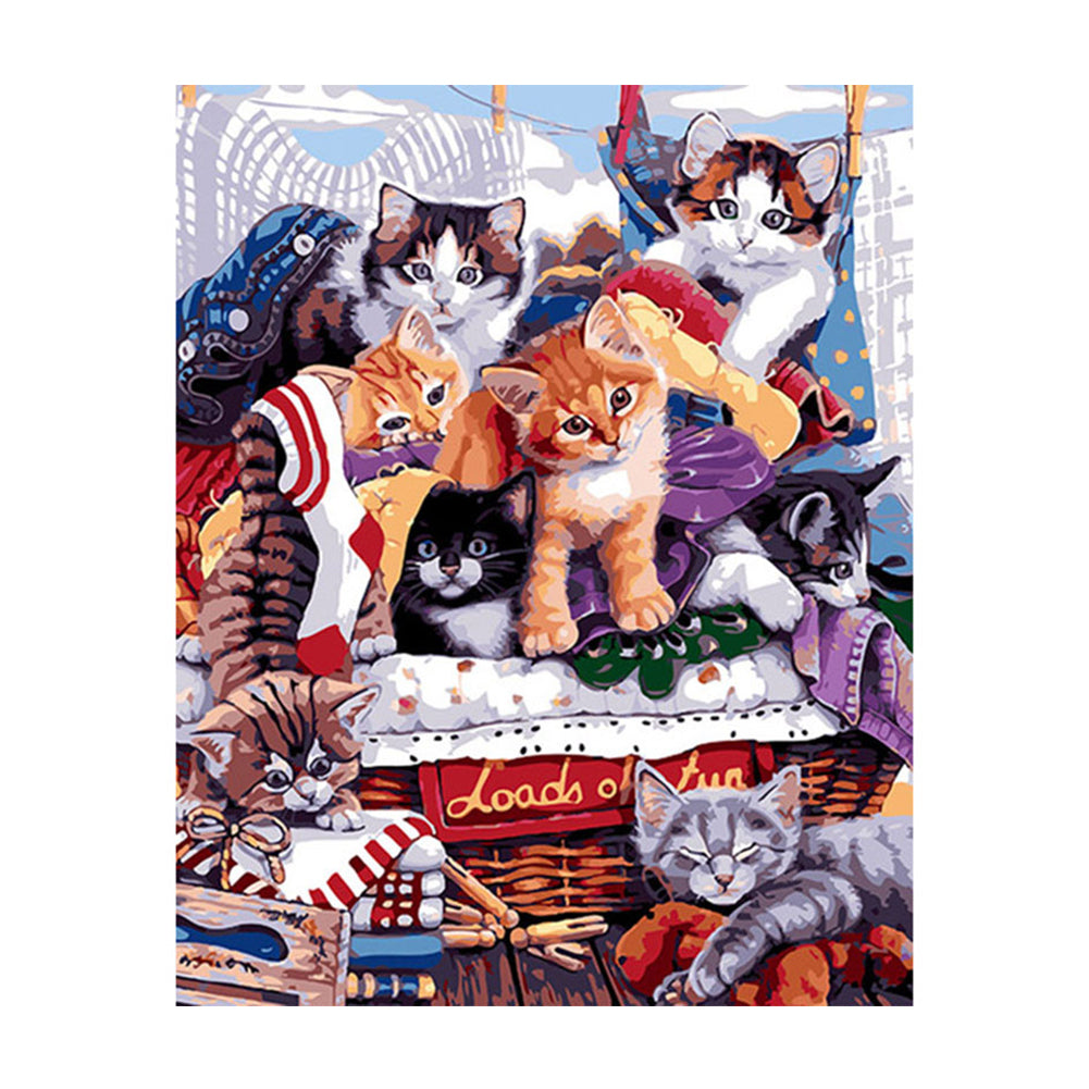 Playful Kitten Basket - 40x50 cm paint by numbers kit