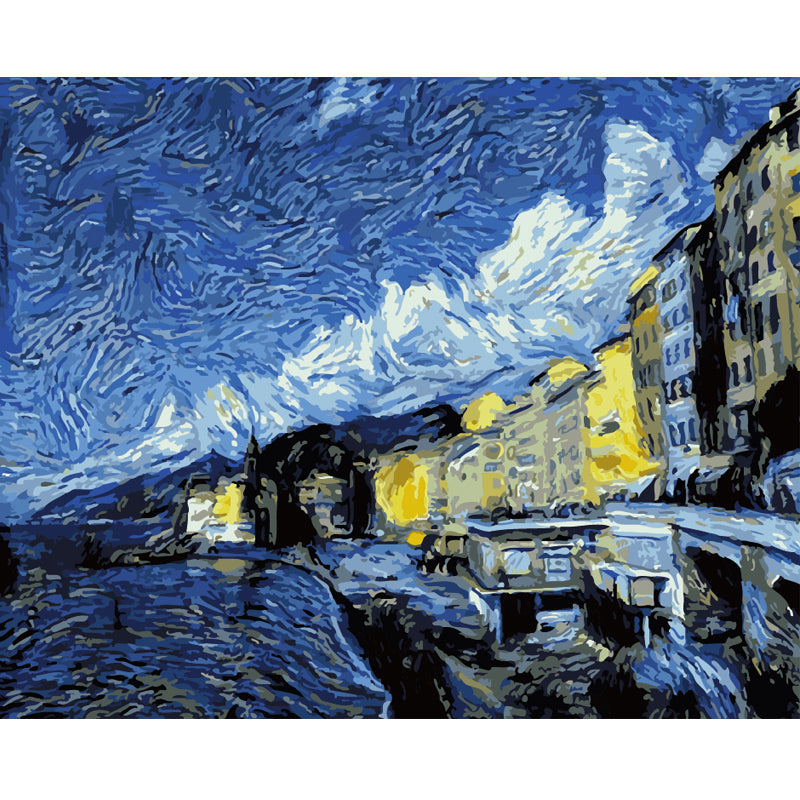 Starlit Blue Village - 40x50 cm paint by numbers kit