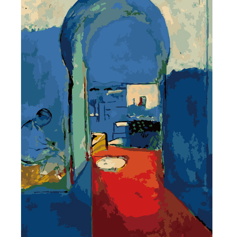 Blue Courtyard with Red Rug - 40x50 cm paint by numbers kit