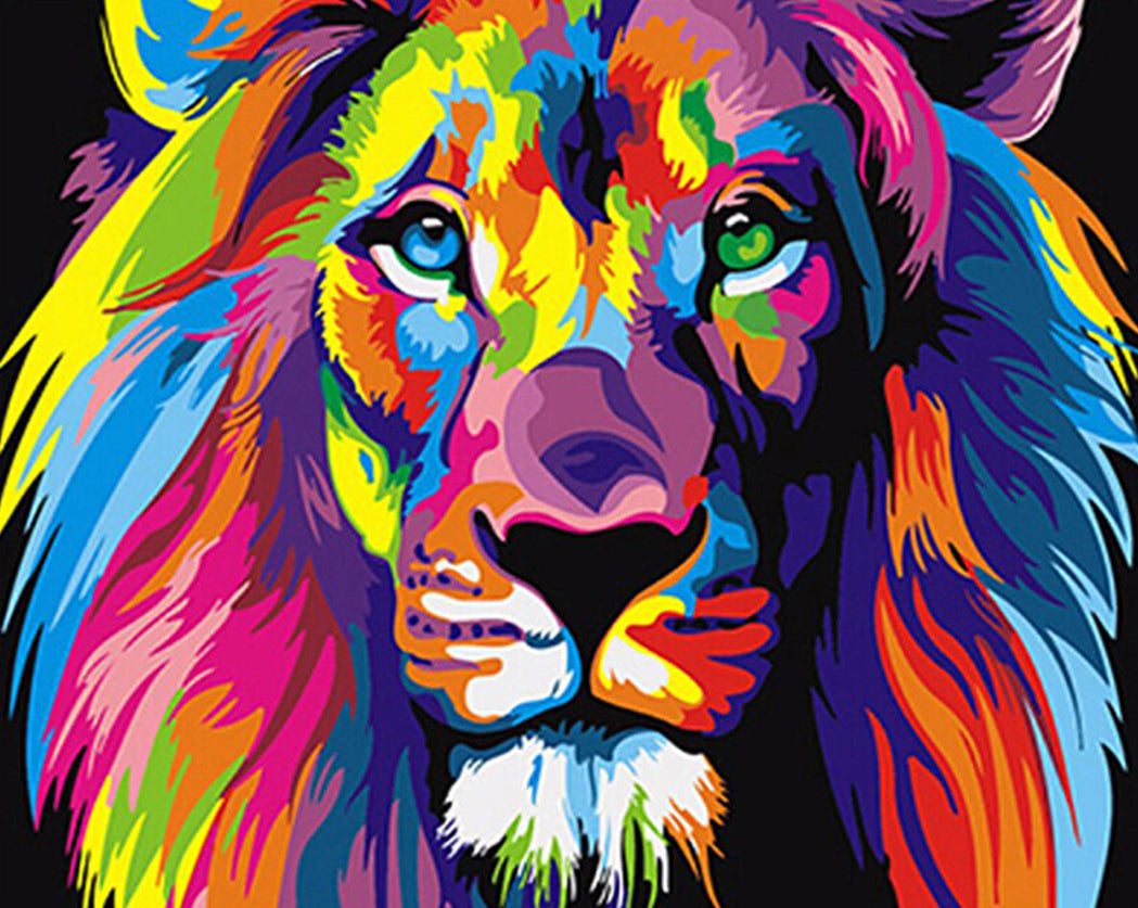 Colorful lion painting