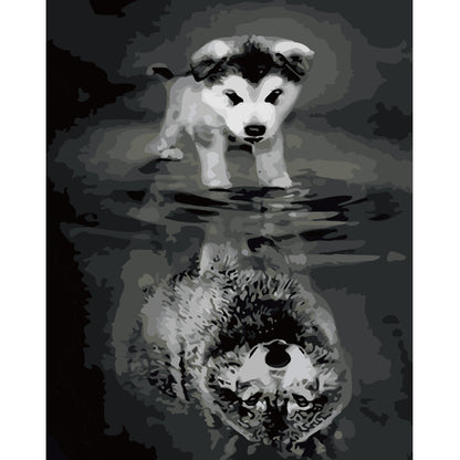 Husky Puppy Reflection - 40x50 cm paint by numbers kit