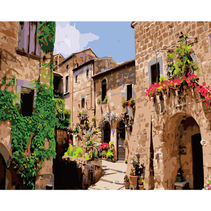 Sunlit Stone Village - 40x50 cm paint by numbers kit