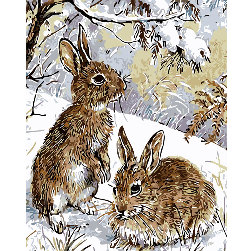 Winter Rabbits in the Snow - 40x50 cm paint by numbers kit