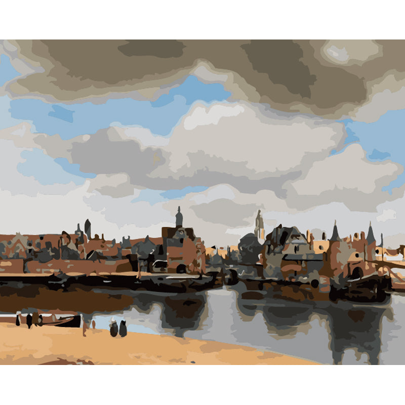Quiet Riverside Town - 40x50 cm paint by numbers kit