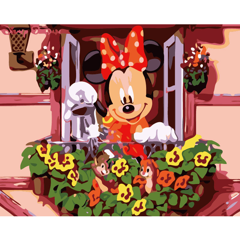 Cheerful Mouse at the Window - 40x50 cm paint by numbers kit