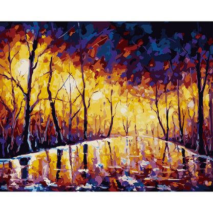 Golden Forest Reflection - 40x50 cm paint by numbers kit