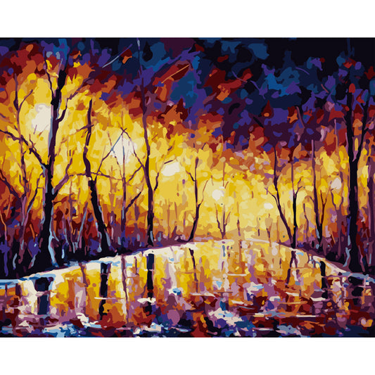 Golden Forest Reflection - 40x50 cm paint by numbers kit