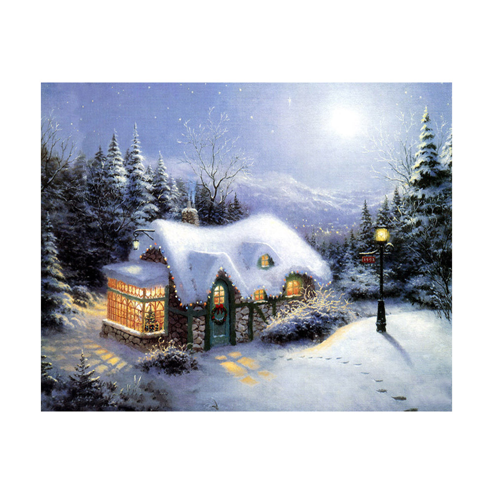 Snowy Cottage Glow - 40x50 cm paint by numbers kit