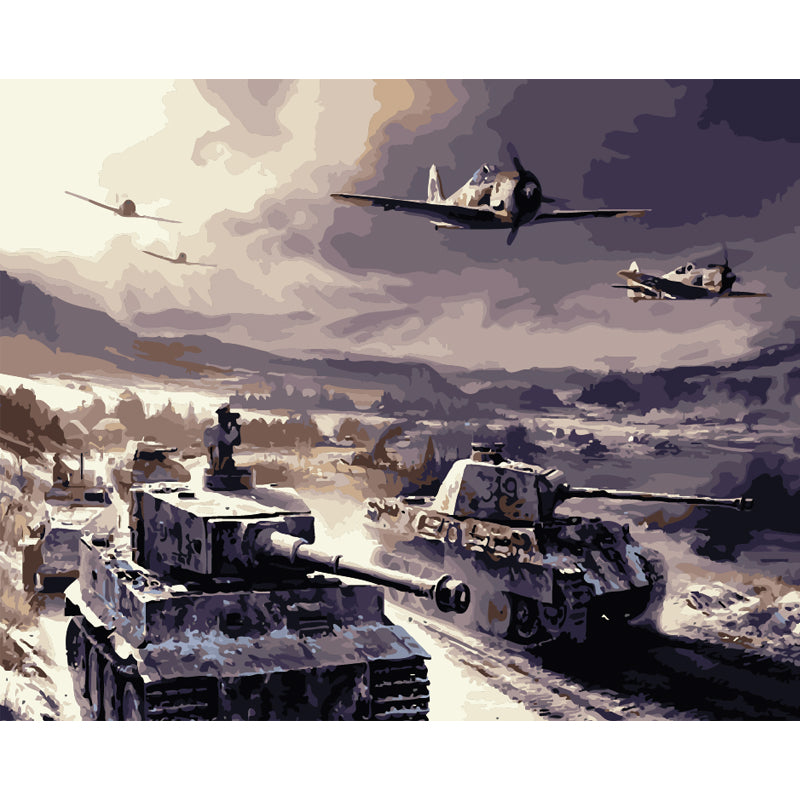 Armoured Advance Beneath the Storm - 40x50 cm paint by numbers kit