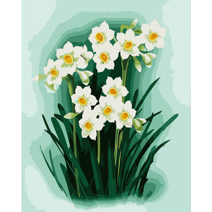 White Narcissus Garden - 40x50 cm paint by numbers kit