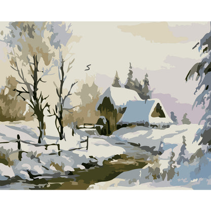 Snowbound Cottage Morning - 40x50 cm paint by numbers kit