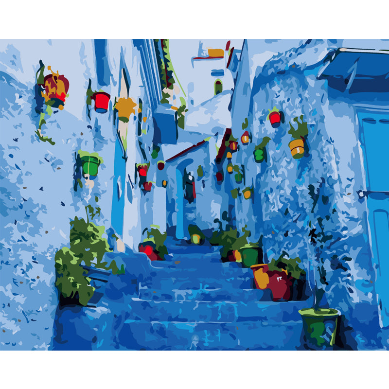 Blue Alley Flower Steps - 40x50 cm paint by numbers kit