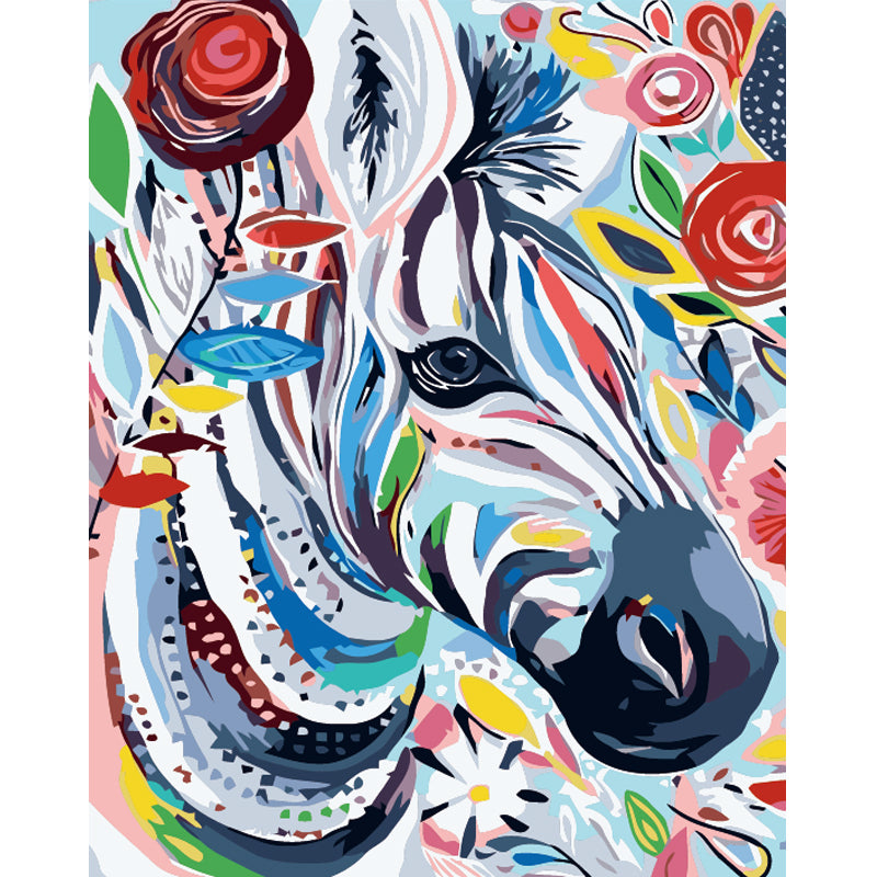 Floral Zebra Portrait - 40x50 cm paint by numbers kit