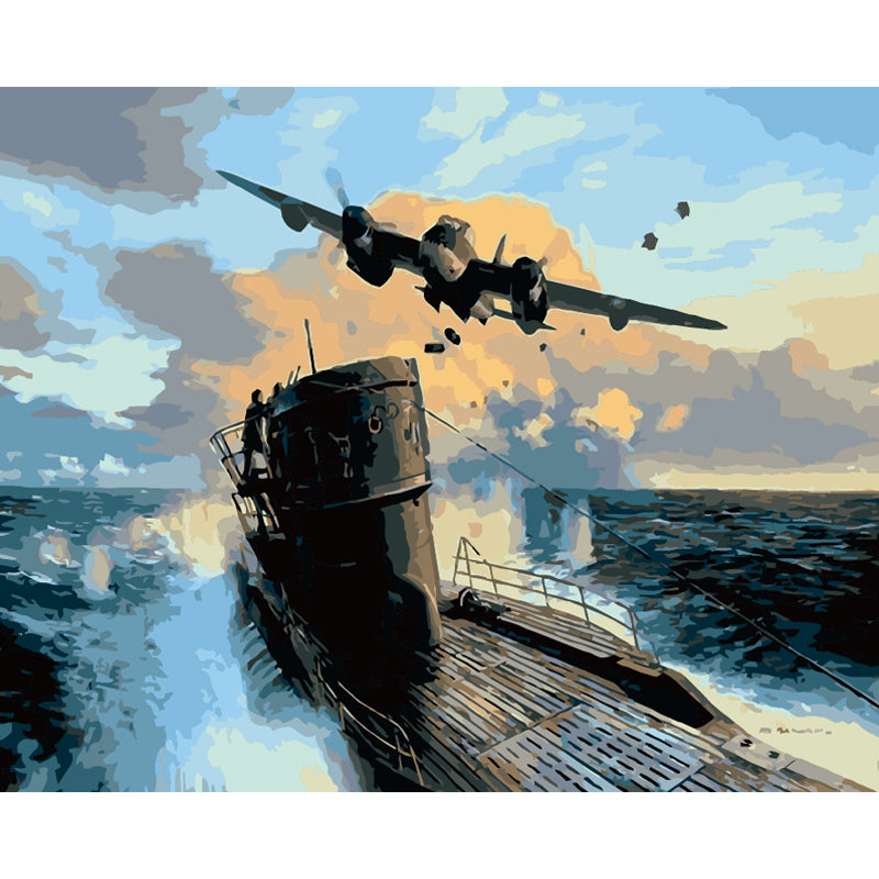 Submarine Under Fire - 40x50 cm paint by numbers kit