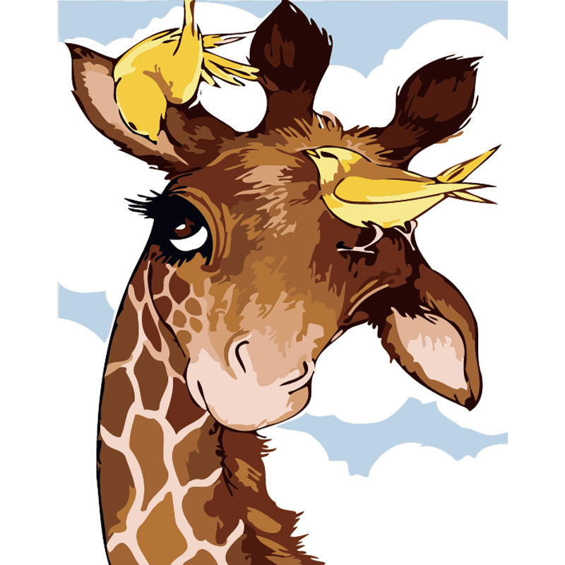 Giraffe and Yellow Birds - 40x50 cm paint by numbers kit