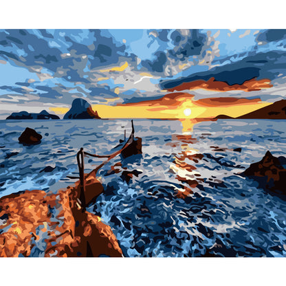 Sunset Over Rocky Coast - 40x50 cm paint by numbers kit