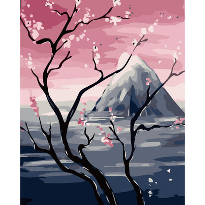 Cherry Blossoms by Mountain Lake - 40x50 cm paint by numbers kit