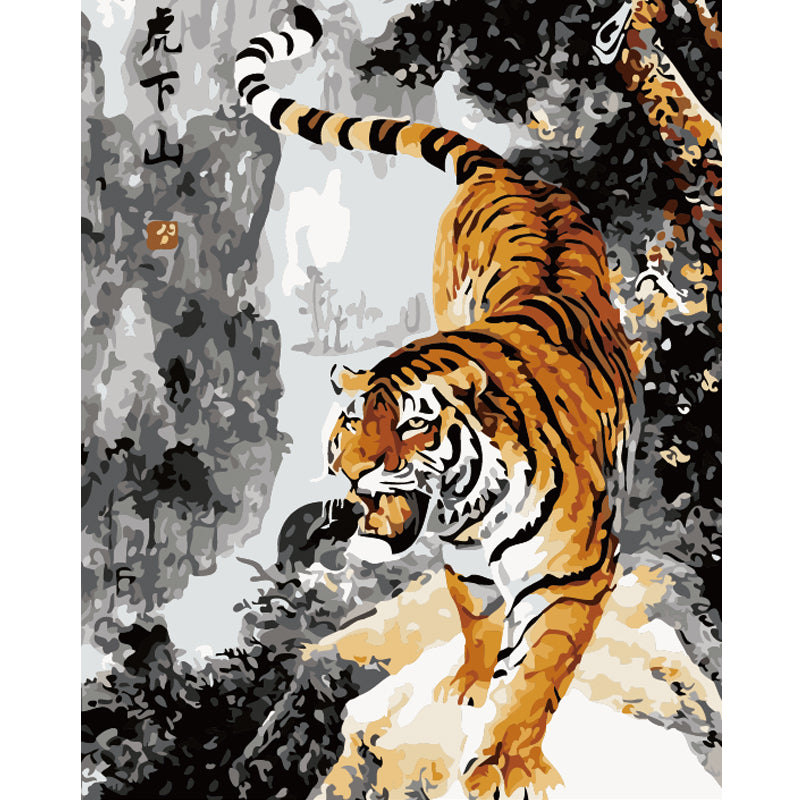 Tiger Descending Through Mist - 40x50 cm paint by numbers kit