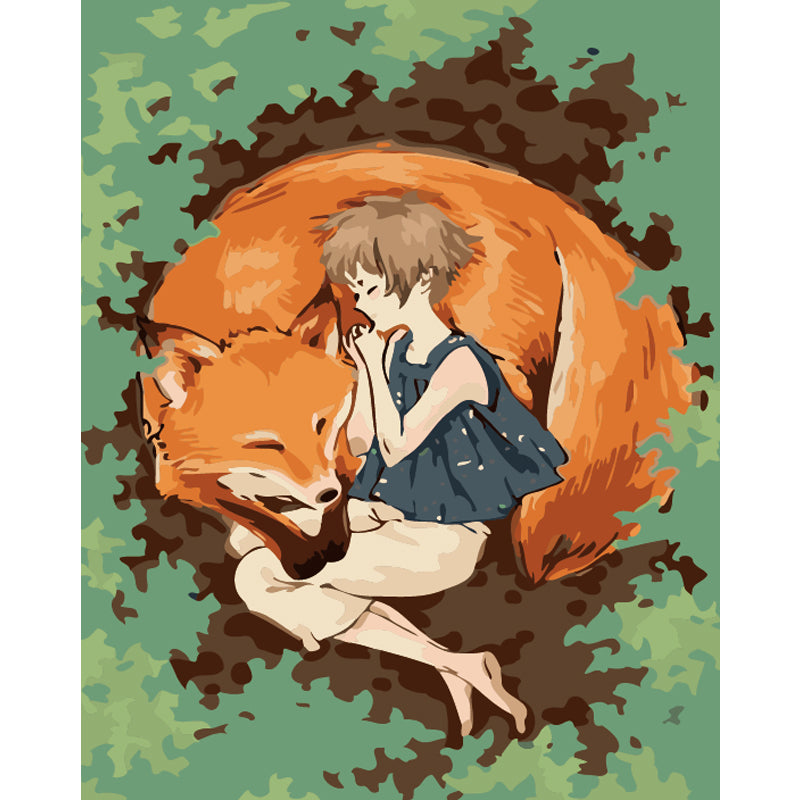Girl Sleeping Beside a Fox - 40x50 cm paint by numbers kit