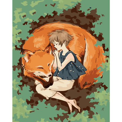 Girl Sleeping Beside a Fox - 40x50 cm paint by numbers kit