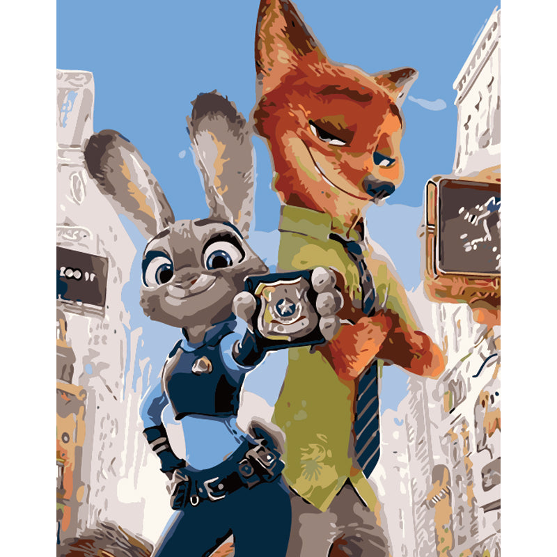 Clever Rabbit and Fox Detectives - 40x50 cm paint by numbers kit