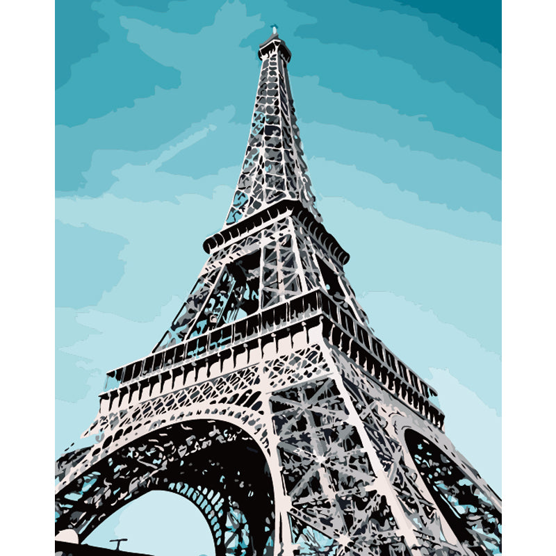 Eiffel Tower in Turquoise Sky - 40x50 cm paint by numbers kit