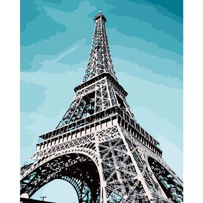 Eiffel Tower in Turquoise Sky - 40x50 cm paint by numbers kit