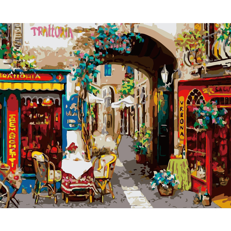 Charming European Cafe Alley - 40x50 cm paint by numbers kit