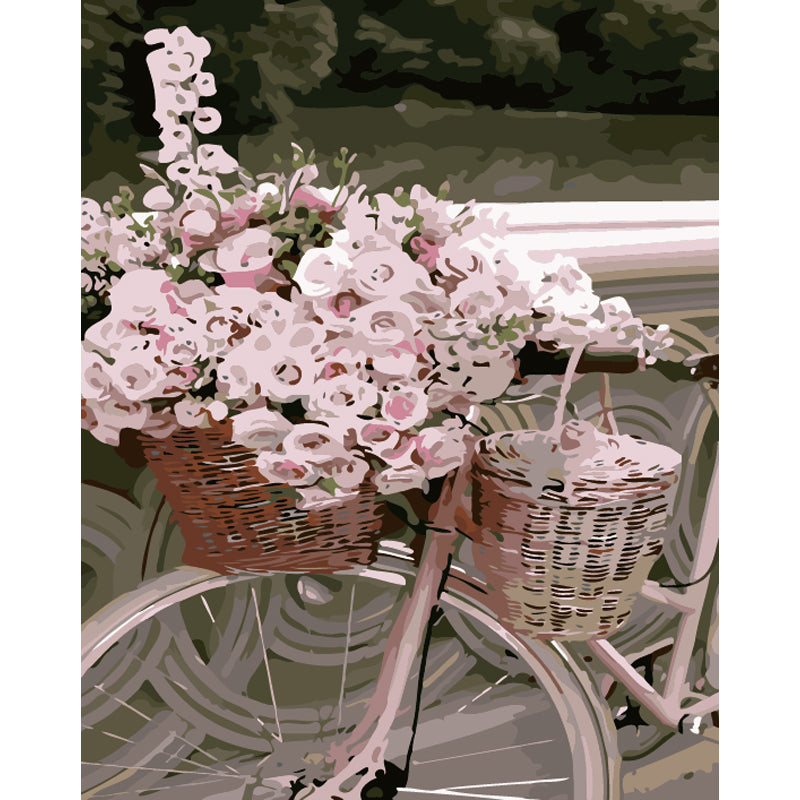 Bicycle Filled With Pink Flowers - 40x50 cm paint by numbers kit