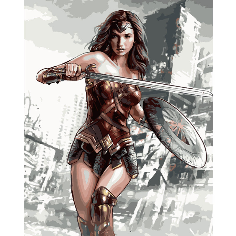 Amazon Warrior With Sword and Shield - 40x50 cm paint by numbers kit