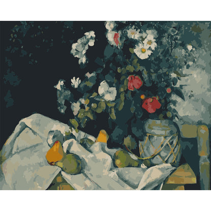 Dark Floral Table Still Life - 40x50 cm paint by numbers kit