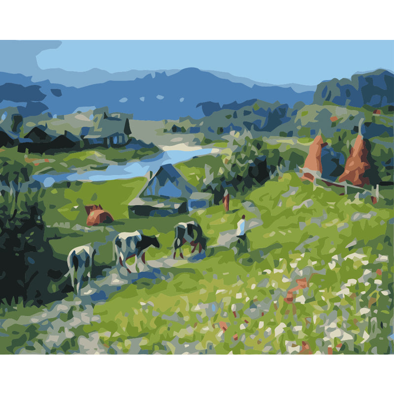 Cows in the Green Valley - 40x50 cm paint by numbers kit