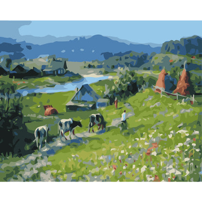Cows in the Green Valley - 40x50 cm paint by numbers kit