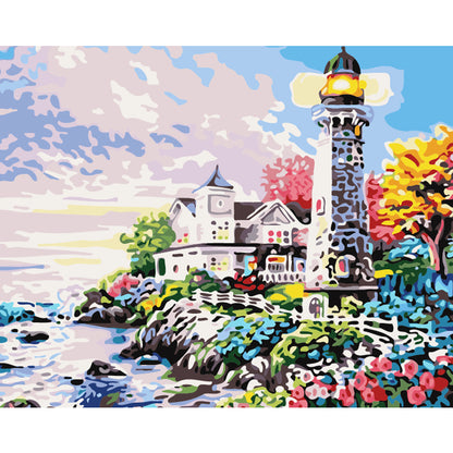Colorful Coastal Lighthouse - 40x50 cm paint by numbers kit