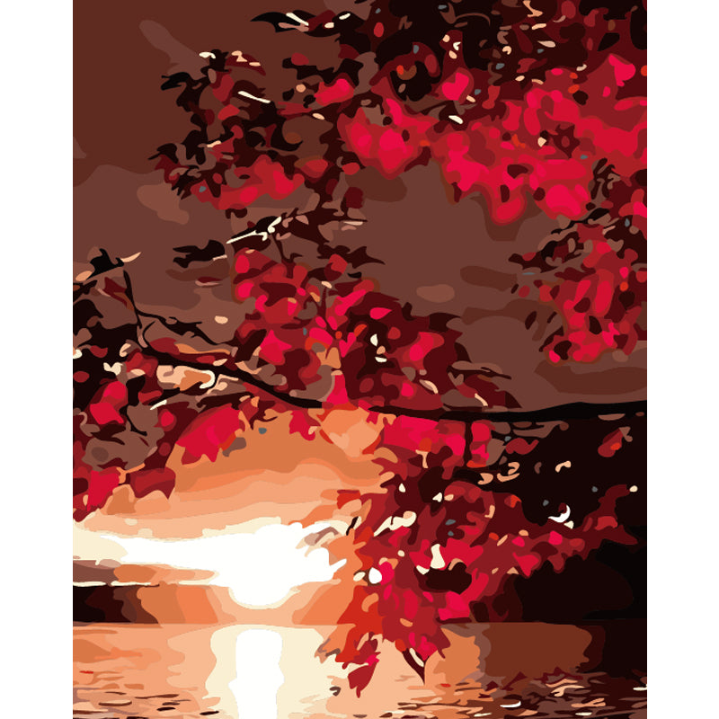 Crimson Blossoms at Sunset - 40x50 cm paint by numbers kit