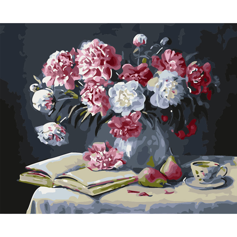 Peonies with an Open Book - 40x50 cm paint by numbers kit