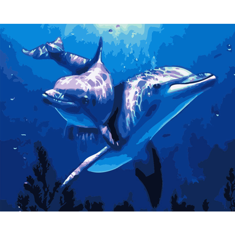 Dolphin Family in the Deep - 40x50 cm paint by numbers kit