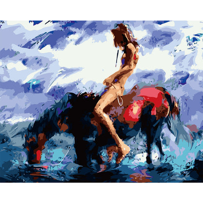 Horseback Ride Through the Surf - 40x50 cm paint by numbers kit