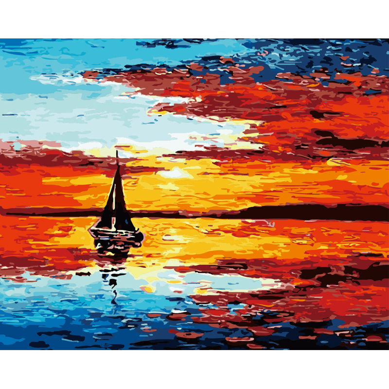 Sailboat in a Fiery Sunset - 40x50 cm paint by numbers kit