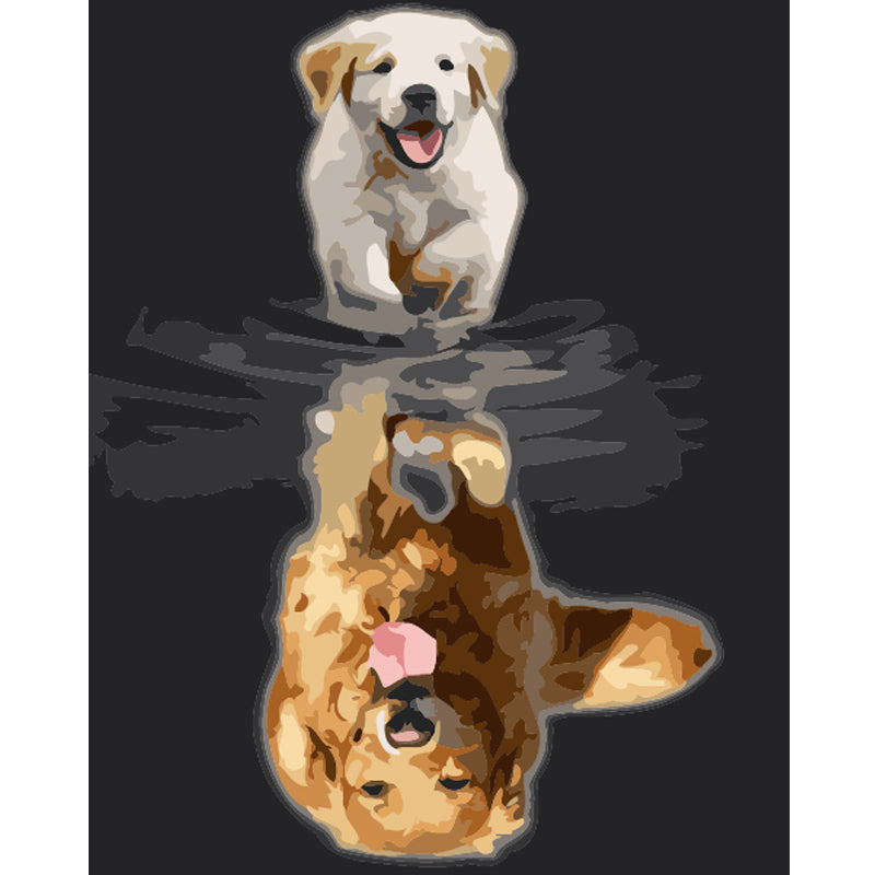 Playful Puppies Reflection - 40x50 cm paint by numbers kit