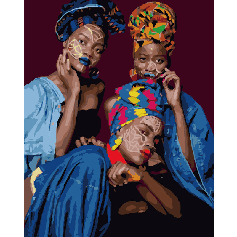Sisters in Colorful Headwraps - 40x50 cm paint by numbers kit