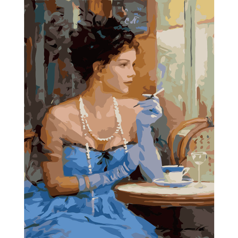 Lady in Blue at Tea - 40x50 cm paint by numbers kit